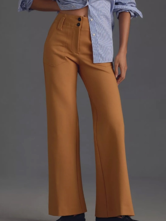 Anthropologie Pants - Anthropologie Naomi Ponte Wide-Leg Flare Pants Camel 2P Hemmed